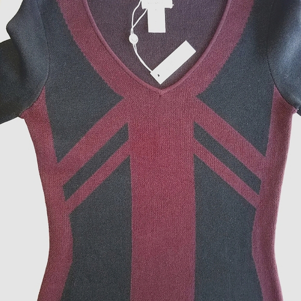 Max Studio Color Block Fitted Sweater Dress ⭐⭐ - Picture 6 of 7